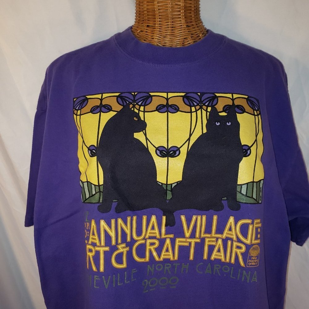 Hanes Beefy-T  Purple Annual Village Art & Craft Fair T-Shirt - XL